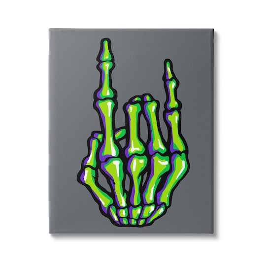 Stupell Industries Rock On Skeleton Hand Canvas Wall Art